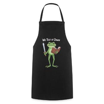 We Test at Dawn Frog Knight - Cooking Apron - black - Front - AI Model Male 185 dark (185cm)