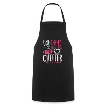 Une cheffe humour femme leader girl power - Tablier de cuisine - noir - Devant - AI Model Male 185 dark (185cm)