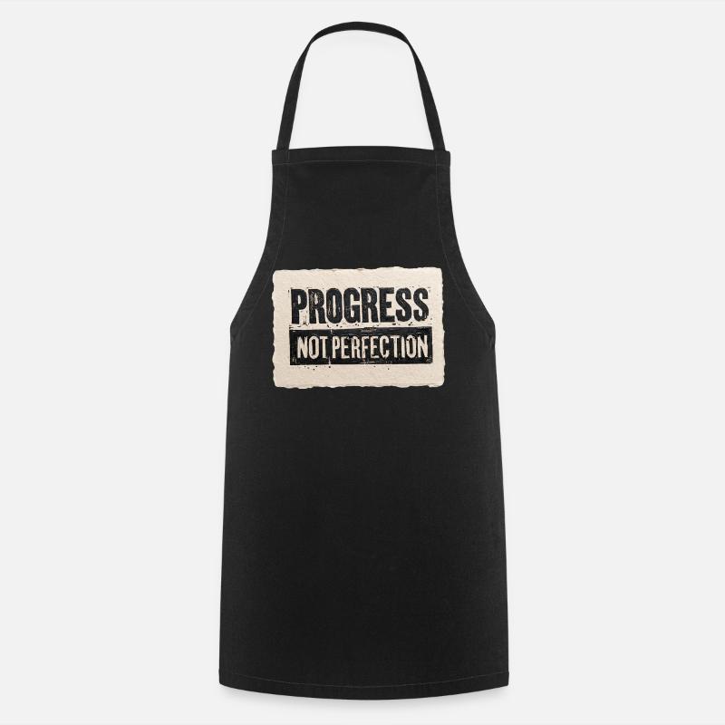 Progress-not-perfection - Cooking Apron - black