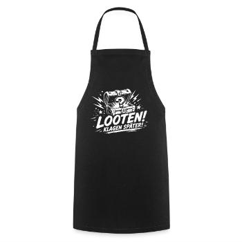 Looten klagen später Gamer Spruch - Kochschürze - Schwarz - Vorne - AI Model Male 185 dark (185cm)