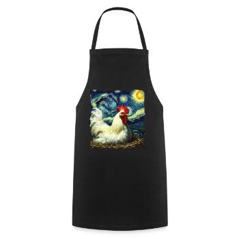Leghorn Hühner Starry Night - Kochschürze - Schwarz - Vorne - AI Model Male 185 dark (185cm)