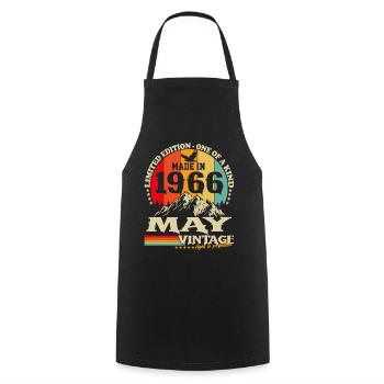 Cadeau d’anniversaire Vintage Born de mai 1966 - Tablier de cuisine - noir - Devant - AI Model Male 185 dark (185cm)