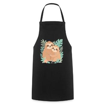 Cuddling sloths in jungle design - Cooking Apron - black - Front - AI Model Male 185 dark (185cm)