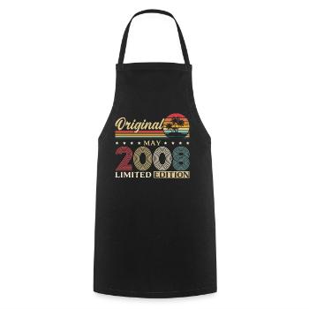 18th Birthday Gift Original May Vintage 2008 - Cooking Apron - black - Front - AI Model Male 185 dark (185cm)