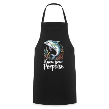 Know Your Porpoise Porpoise Saying Sea - Cooking Apron - black - Front - AI Model Male 185 dark (185cm)