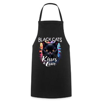 Amour du chat noir - Tablier de cuisine - noir - Devant - AI Model Male 185 dark (185cm)