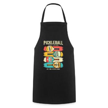 C’était drôle, c’était sorti ? Ramete de pickleball rétro - Tablier de cuisine - noir - Devant - AI Model Male 185 dark (185cm)
