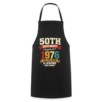 50 Years Anniversary Legend 1976 - Vintage - Cooking Apron - black - Front - AI Model Male 185 dark (185cm)