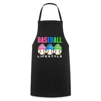 Baseball Lifestyle Cupcakes Sweet - Cooking Apron - black - Front - AI Model Male 185 dark (185cm)
