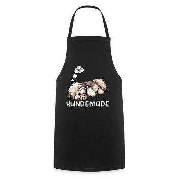 Hundemüde Havaneser Havaneserbesitzer Havaneserfan - Kochschürze - Schwarz - Vorne - AI Model Male 185 dark (185cm)