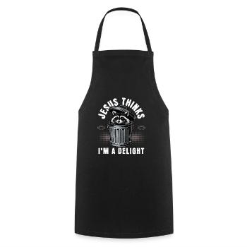 First of All Jesus Thinks I'm A Delight Raccoon - Cooking Apron - black - Front - AI Model Male 185 dark (185cm)