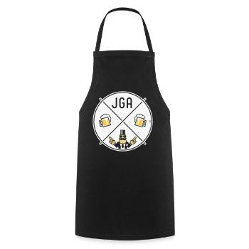 JGA Bräutigam Handzeichen Bier Kreis Symbol NEG 3C - Kochschürze - Schwarz - Vorne - AI Model Male 185 dark (185cm)