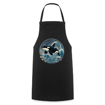 Killer whale - Cooking Apron - black - Front - AI Model Male 185 dark (185cm)