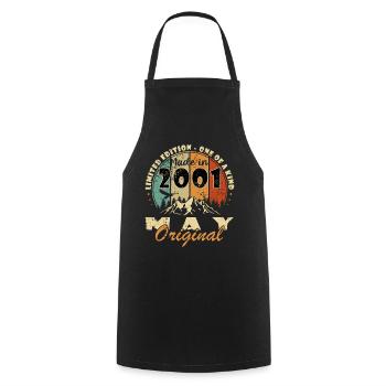 Cadeau du 25e anniversaire Original mai 2001 - Tablier de cuisine - noir - Devant - AI Model Male 185 dark (185cm)