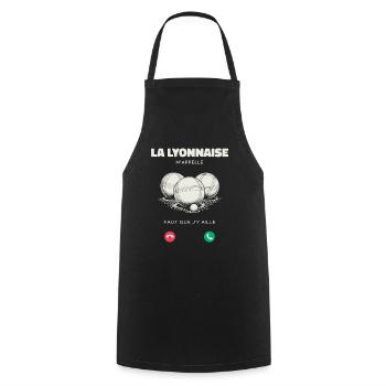 La Lyonnaise M’Appelle Faut Que J’y Aille Humour - Tablier de cuisine - noir - Devant - AI Model Male 185 dark (185cm)