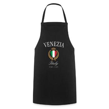 Venedig Italien Wappen Krone – Reise Souvenir - Kochschürze - Schwarz - Vorne - AI Model Male 185 dark (185cm)