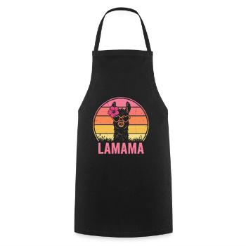 Lamama Llama Mom Mother Animal Lover - Cooking Apron - black - Front - AI Model Male 185 dark (185cm)