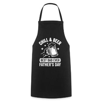 CHILL & BEER BEST DAD’S EVER Logo de la fête des pères - Tablier de cuisine - noir - Devant - AI Model Male 185 dark (185cm)