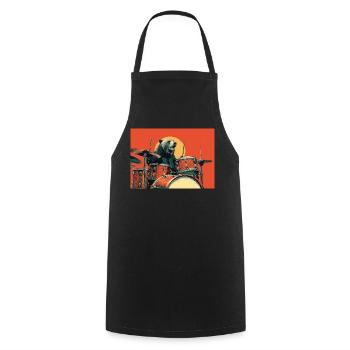 Wilder Bär spielt Schlagzeug Retro Vintage - Kochschürze - Schwarz - Vorne - AI Model Male 185 dark (185cm)