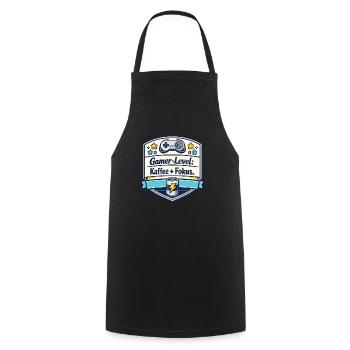 Gamer-Level Kaffee Fokus Patch - Kochschürze - Schwarz - Vorne - AI Model Male 185 dark (185cm)