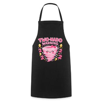Avertissement à deux nado : 2e anniversaire design - Tablier de cuisine - noir - Devant - AI Model Male 185 dark (185cm)