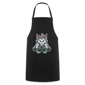 Licorne Chat Culturiste pour Gym Men Fitness - Tablier de cuisine - noir - Devant - AI Model Male 185 dark (185cm)
