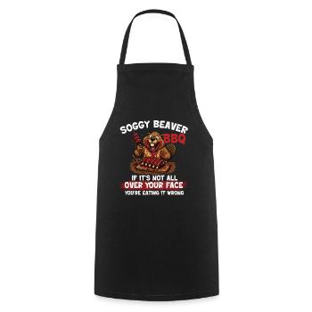 Weicher Biber-BBQ Lustiger Pitmaster - Kochschürze - Schwarz - Vorne - AI Model Male 185 dark (185cm)
