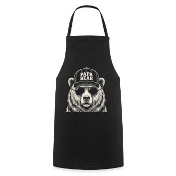 Papa Ours Père Papa Grand-père Homme de famille - Tablier de cuisine - noir - Devant - AI Model Male 185 dark (185cm)