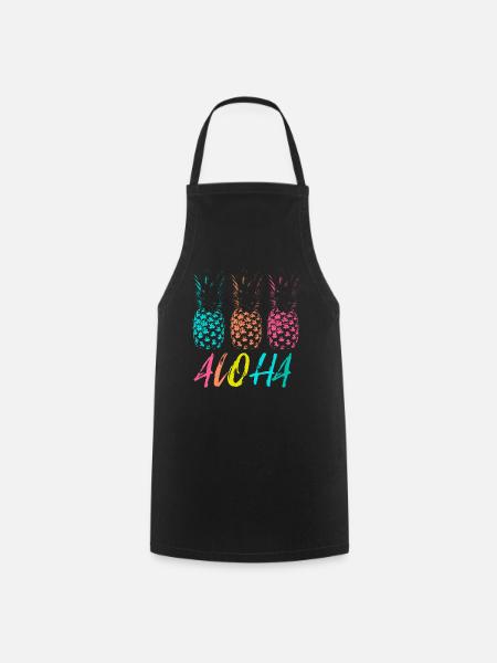 Hawaii Urlaub Aloha Ananas Trio - Kochschürze - Schwarz