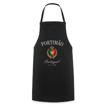 Portimão Portugal Wappen Krone – Reise Souvenir - Kochschürze - Schwarz - Vorne - AI Model Male 185 dark (185cm)