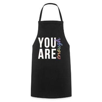 You Are Enough Typography Rainbow Pride - Cooking Apron - black - Front - AI Model Male 185 dark (185cm)