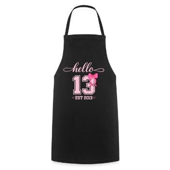 Hello 13 Est 2013 Mädchen Geburtstag Design - Kochschürze - Schwarz - Vorne - AI Model Male 185 dark (185cm)