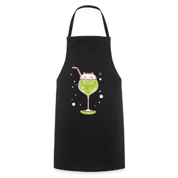 Gin cat ginglass kitty drink celebrate party - Cooking Apron - black - Front - AI Model Male 185 dark (185cm)
