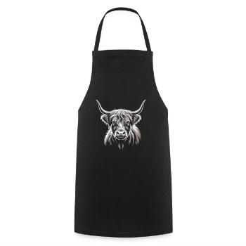 Bovins écossais des Highlands - Tablier de cuisine - noir - Devant - AI Model Male 185 dark (185cm)
