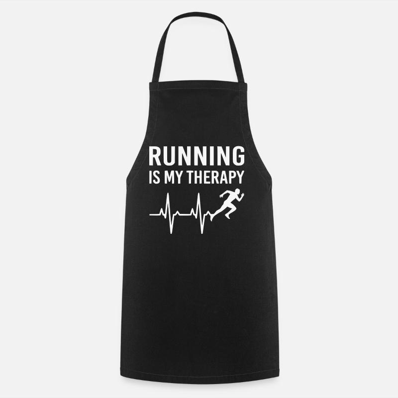Running Is Therapy Running T-Shirt - Cooking Apron - black
