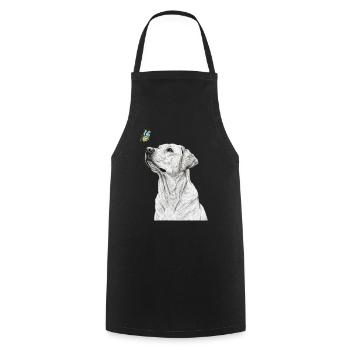 Labrador with butterfly banksy style - Cooking Apron - black - Front - AI Model Male 185 dark (185cm)