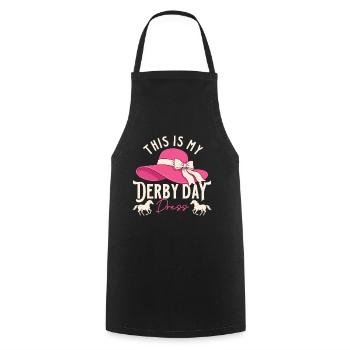 Voici mon humour de courses hippiques de course de robes Dress Derby - Tablier de cuisine - noir - Devant - AI Model Male 185 dark (185cm)