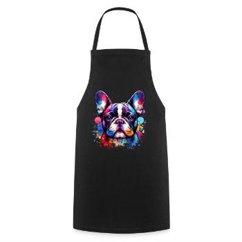 Motif du bouledogue français - Tablier de cuisine - noir - Devant - AI Model Male 185 dark (185cm)
