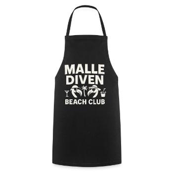 Malle Diven Beach Club Flamingo Mallorca Party - Kochschürze - Schwarz - Vorne - AI Model Male 185 dark (185cm)