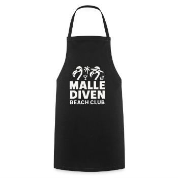 Malle Diven Beach Club Flamingo Mallorca Party - Kochschürze - Schwarz - Vorne - AI Model Male 185 dark (185cm)