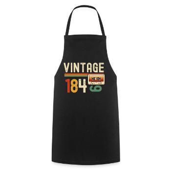 Vintage 1840's Retro Cassette - Cooking Apron - black - Front - AI Model Male 185 dark (185cm)