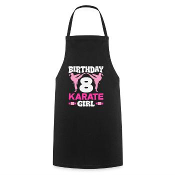 8 Birthday Karate Girl 8 Years Martial Arts - Cooking Apron - black - Front - AI Model Male 185 dark (185cm)
