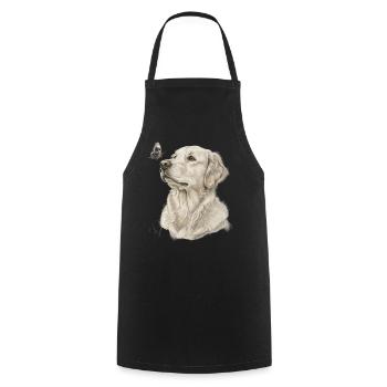 Golden Retriever avec motif papillon - Tablier de cuisine - noir - Devant - AI Model Male 185 dark (185cm)