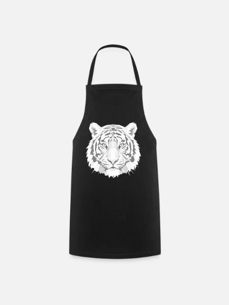 Geometrischer Tiger Kopf Grau - Kochschürze - Schwarz
