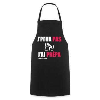 J'peux pas j'ai prépa - Tablier de cuisine - noir - Devant - AI Model Male 185 dark (185cm)