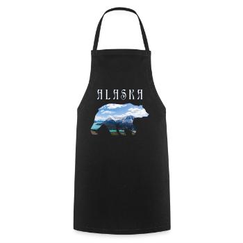 Ours d’Alaska avec lac et montagne Alaska - Tablier de cuisine - noir - Devant - AI Model Male 185 dark (185cm)
