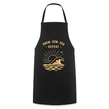 Swim Sun Sea Repeat Summer Waves Ocean - Cooking Apron - black - Front - AI Model Male 185 dark (185cm)