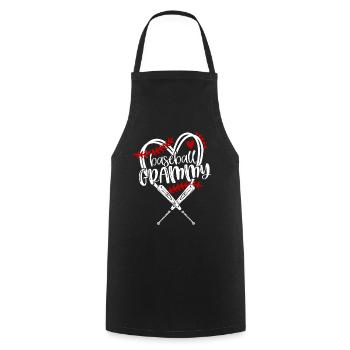 Baseball Grandma Heart Bat Graphic - Cooking Apron - black - Front - AI Model Male 185 dark (185cm)