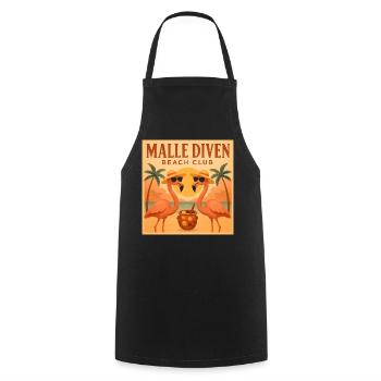 Malle Diven Beach Club Flamingo Mallorca Party - Kochschürze - Schwarz - Vorne - AI Model Male 185 dark (185cm)