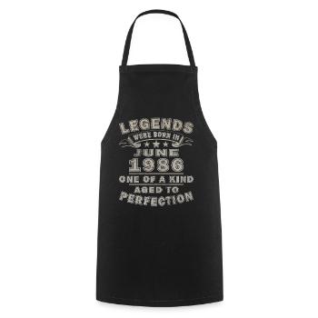 Cadeau d’anniversaire rétro vintage de juin 1986 - Tablier de cuisine - noir - Devant - AI Model Male 185 dark (185cm)